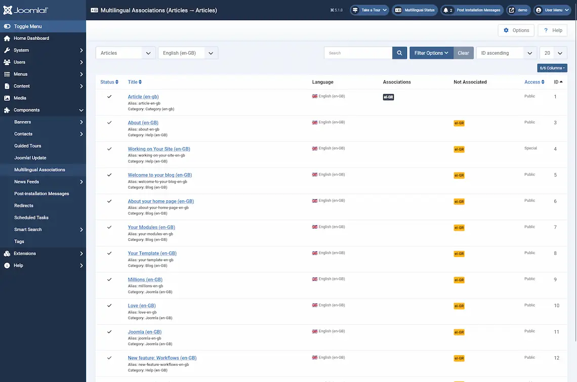 Multilingual Article Menu