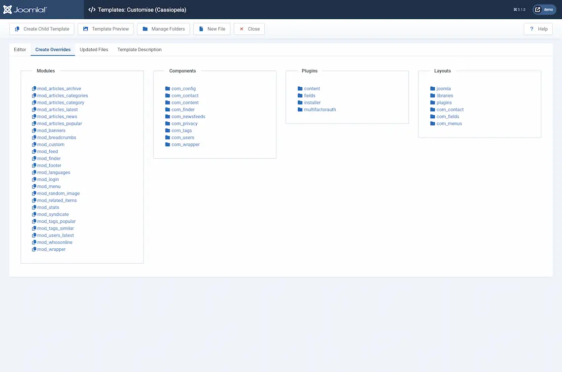Overrides Creation Menu